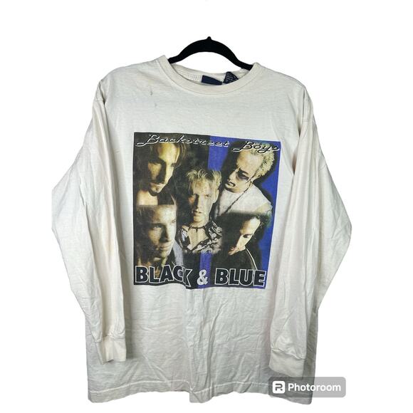 Backstreet Boys Y2K 2001 Tour Concert Band Tee Long Sleeve ‘Black & Blue’ Size L - Picture 1 of 9